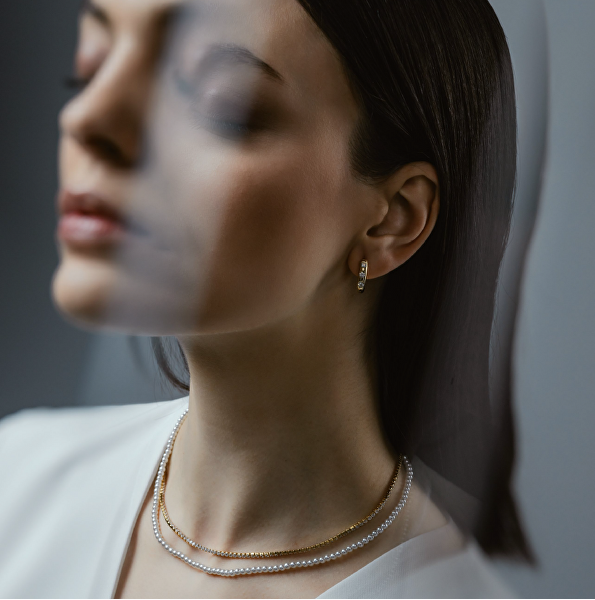 Dvojitý pozlacený perlový náhrdelník pro ženy LJ3028