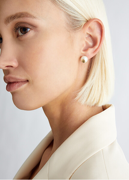 Elegáns gyöngy fülbevalók márkalogóval Fashion LJ2018