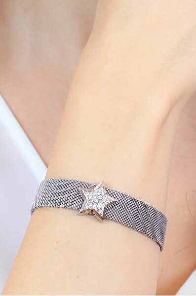 Hravý ocelový mesh náramek s hvězdou Symbols LJ1870