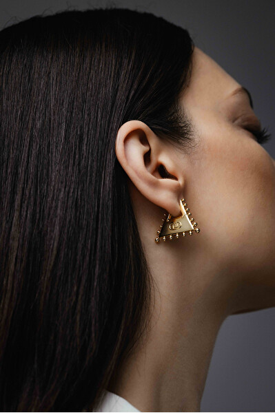 Elegantní trojúhelníkové náušnice z pozlacené oceli LJ3069