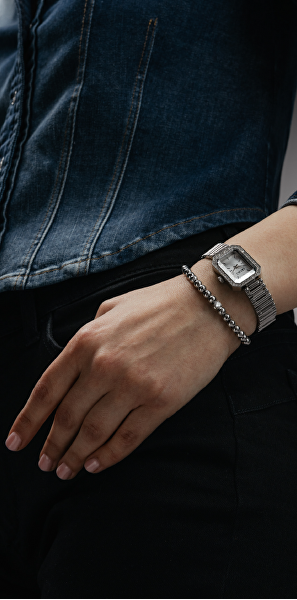 Korálkový ocelový náramek s krystaly LJ2986