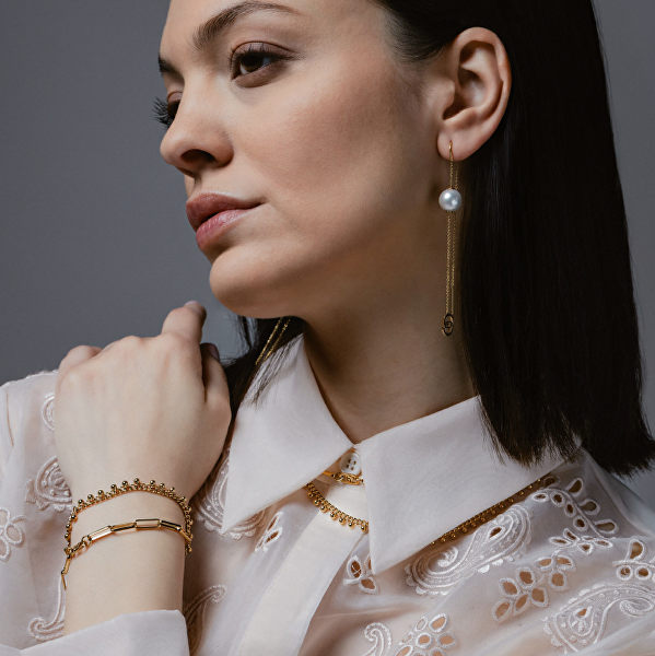 Moderní dvojitý náhrdelník z pozlacené oceli LJ3003