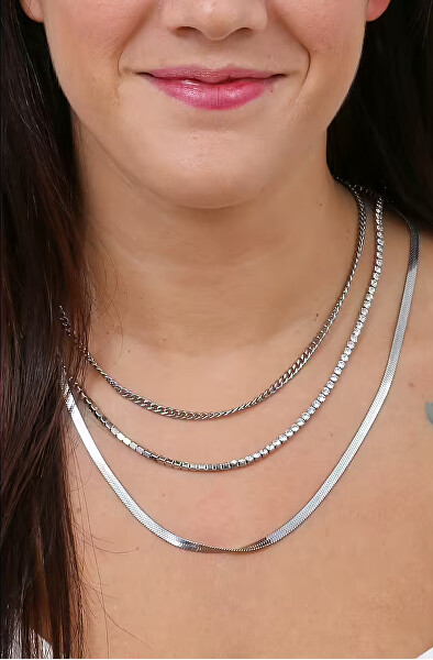 Módní trojitý náhrdelník z oceli Sparkly LJ1967