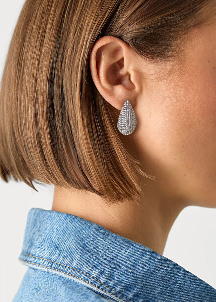 Oceľové náušnice so zirkónmi Tear Drop Essential LJ2718