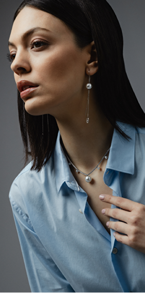 Okouzlující náušnice se syntetickou perlou LJ3009