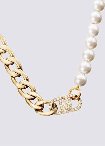 Originálny pozlátený náhrdelník s perlami Fashion LJ1990