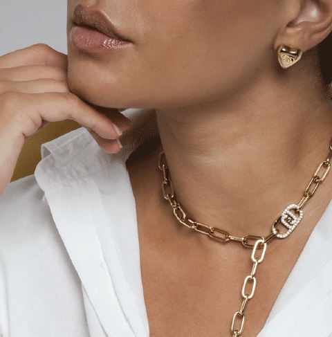 Pozlacené srdíčkové náušnice Fashion LJ2632