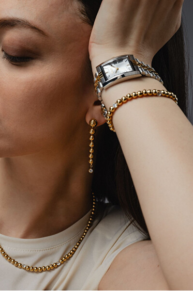 Pozlacený korálkový náhrdelník z oceli LJ2982