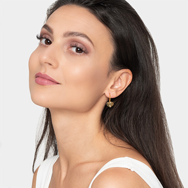 Romantická bronzová single náušnice 2v1 Brilliant LJ1656