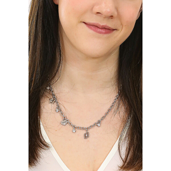 Štýlový oceľový náhrdelník s príveskami Brilliant LJ1648