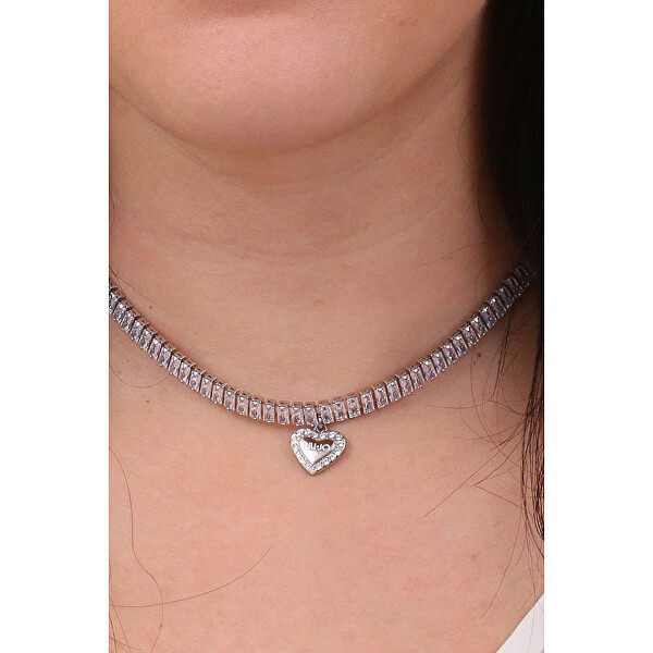 Glitzernde Halskette aus Stahl Choker mit Herz Sparkly LJ1821