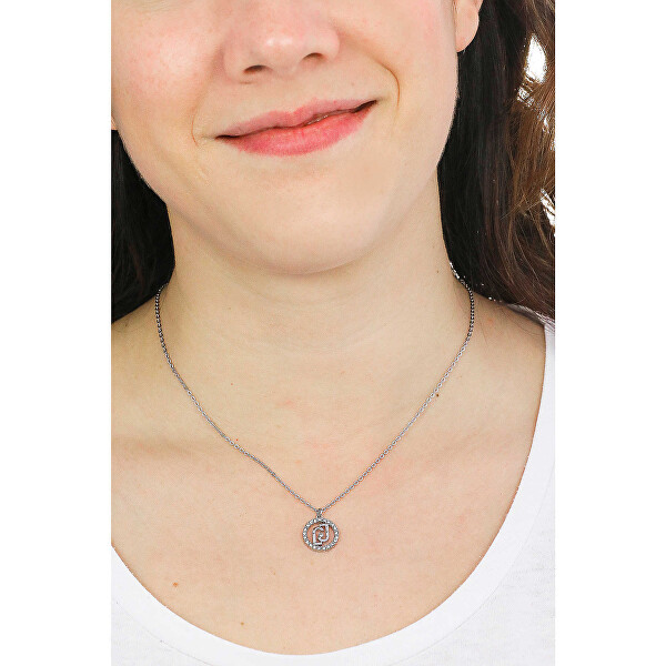 Trblietavý oceľový náhrdelník s kryštálmi LJ1577