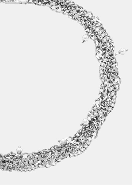Vrstvený náhrdelník Choker s krystaly a perličkami LJ3072