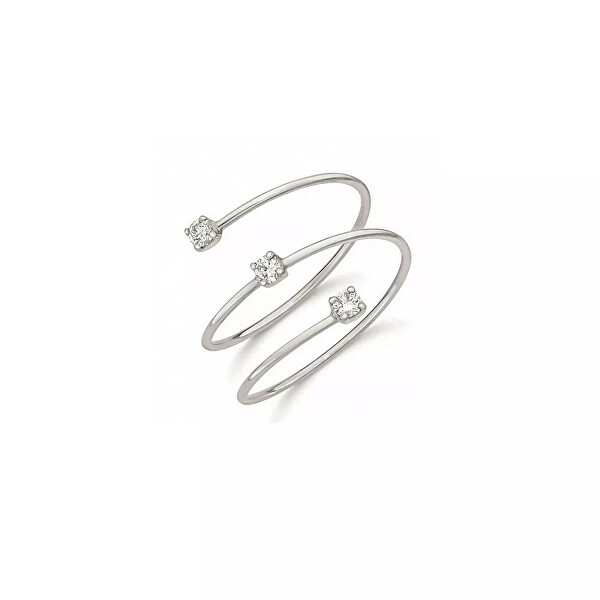 Designový otevřený prsten se zirkony LJ2491M
