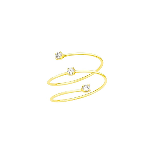 Designový pozlacený otevřený prsten se zirkony LJ2490M