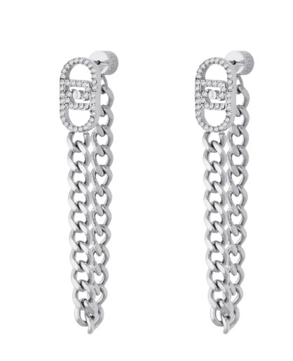 Dlouhé ocelové náušnice s visacími řetízky LJ3054