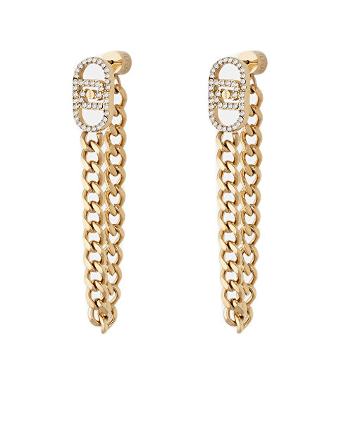 Dlouhé pozlacené náušnice s visacími řetízky LJ3058