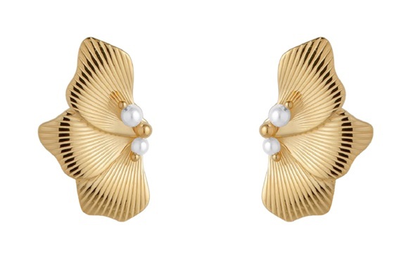 Jedinečné pozlacené náušnice se syntetickými perlami LJ3079