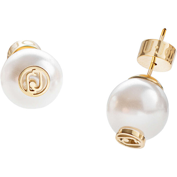 Elegantné perlové náušnice s logom Fashion LJ2018