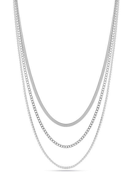 Elegante collana tripla in acciaio Fashion LJ2645