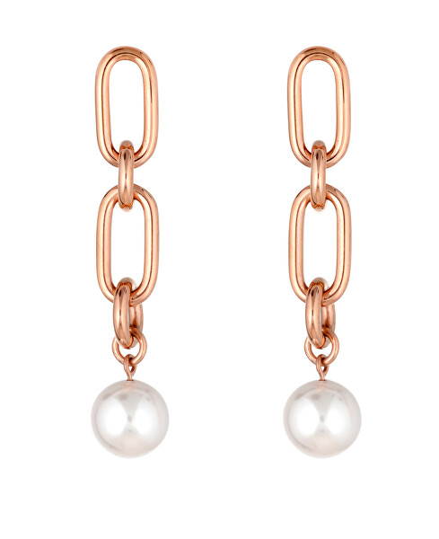 Fashion orecchini placcati in oro rosa con perle LJ1739