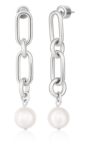 Fashion orecchini in acciaio con perle LJ1733