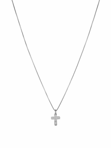 Krásny oceľový náhrdelník s krížikom MLJ335