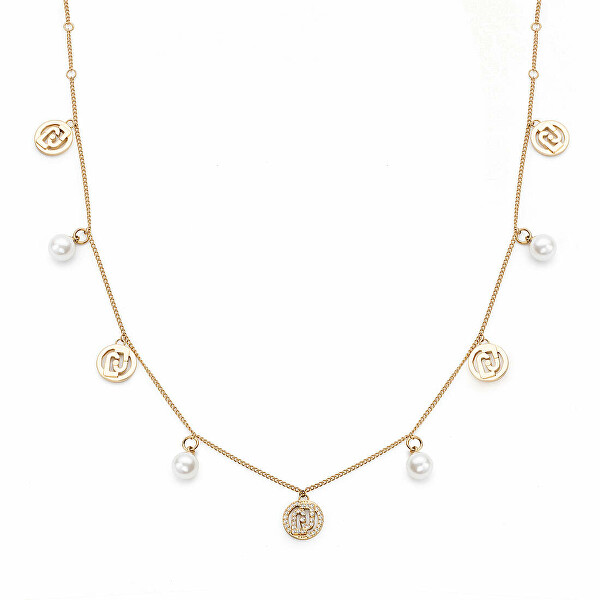 Krásný pozlacený náhrdelník choker s logy Fashion LJ2096