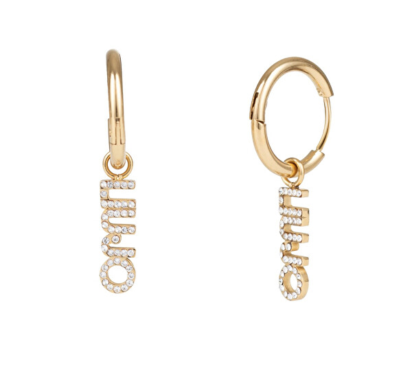 Moderni orecchini a cerchio placcati in oro con pendenti Essential LJ2151