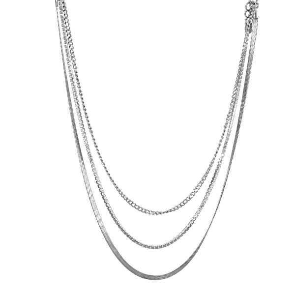Módní trojitý náhrdelník z oceli Sparkly LJ1967