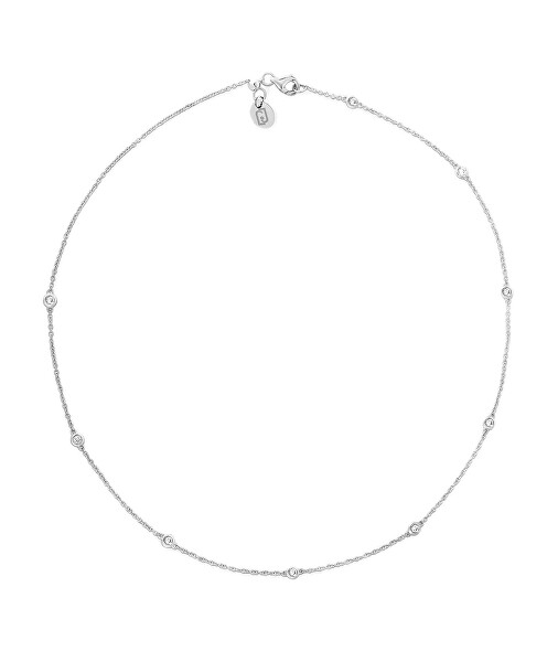 Něžný ocelový náhrdelník se zirkony LJ2469