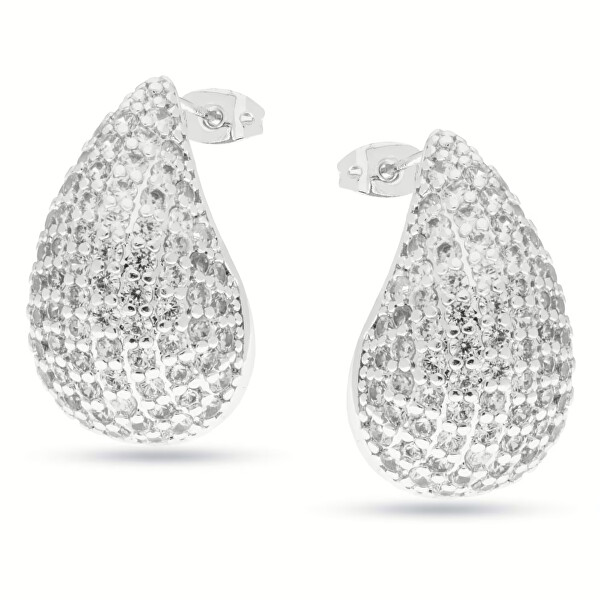 Ocelové náušnice se zirkony Tear Drop Essential LJ2718