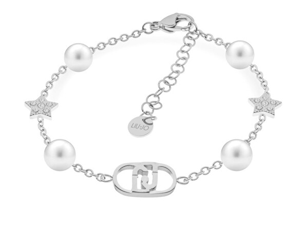 Bracciale in acciaio con cristalli e perle finte Fashion LJ2634