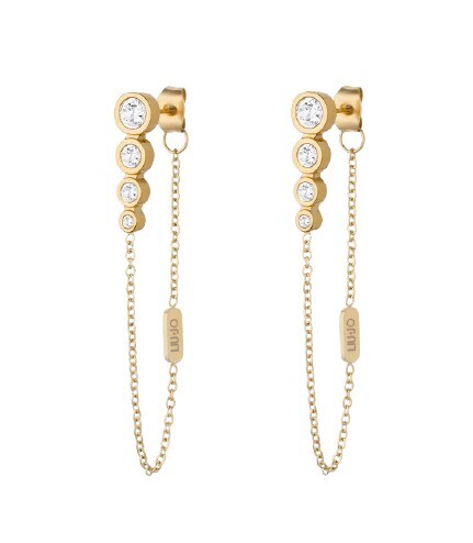 Okouzlující pozlacené náušnice s visacími řetízky LJ2995