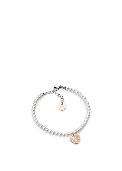 Bracciale di perle con cuore in bronzo Essential LJ2158