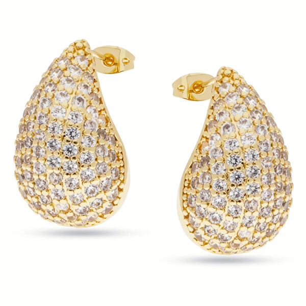 Pozlacené náušnice se zirkony Tear Drop Essential LJ2719