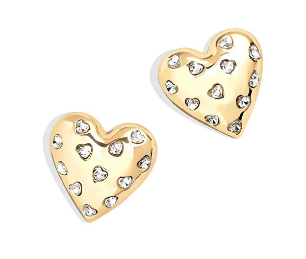 Orecchini a cuore placcati oro con cristalli Fashion LJ2762