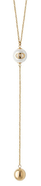 Pozlacený náhrdelník se syntetickou perlou LJ3010