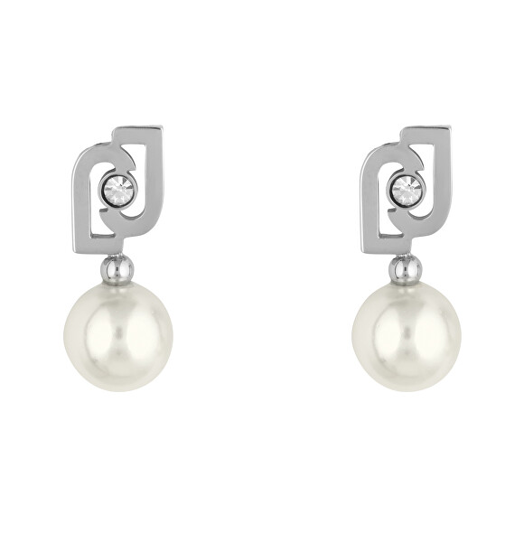 Pôvabné oceľové náušnice s perličkami Icona LJ1668