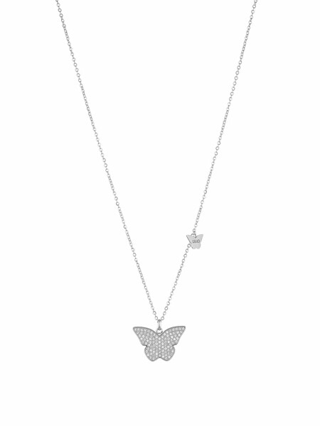 Pôvabný oceľový náhrdelník s motýlikmi Brilliant LJ1638