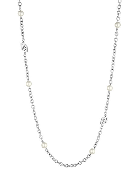 Pôvabný oceľový náhrdelník s perličkami Icona LJ1663