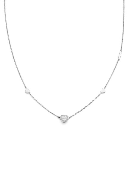 Pôvabný oceľový náhrdelník so srdiečkami Essential LJ2169