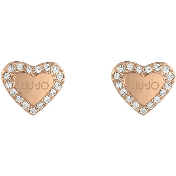 Romantikus bronz fülbevaló kristályokkal Szív LJ1556