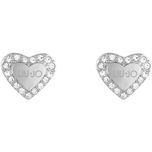 Romantici orecchini in acciaio con cristalli Cuori LJ1553