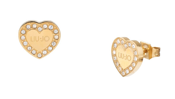 Cercei romantici placați cu aur cu zirconi Heart LJ2175