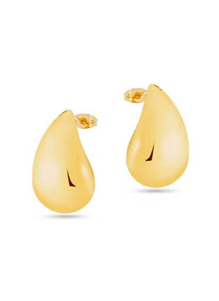Slušivé pozlacené náušnice z oceli Tear Drop LJ2721