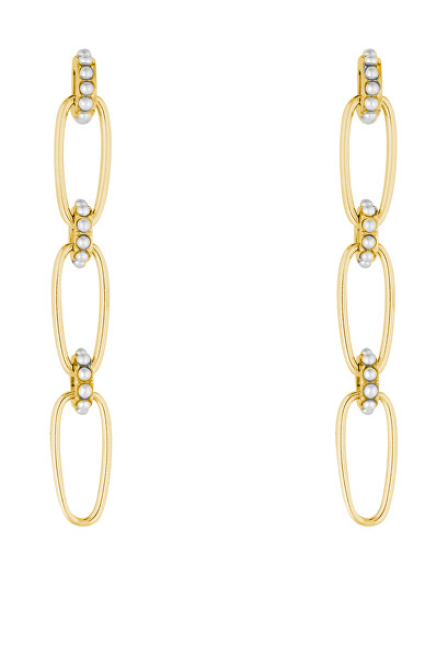 Stilvolle vergoldete Ohrringe mit Perlen Brilliant LJ1840