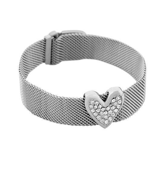 Elegante bracciale con cuore in maglia in acciaio Symbols LJ1866