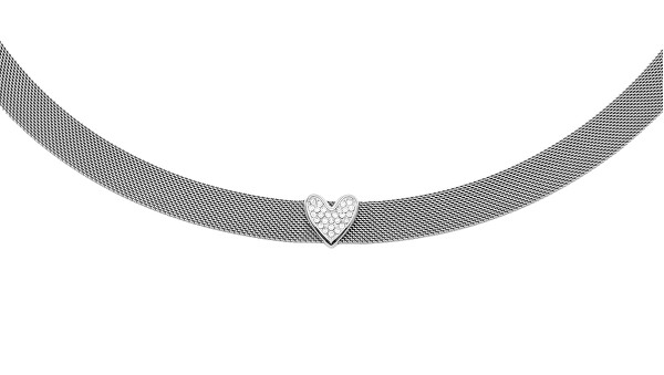 Štýlový oceľový náhrdelník Choker so srdiečkom Symbols LJ1865