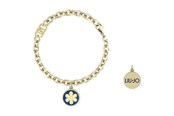 Stylový pozlacený náramek se smaltem Květina Bloom LJ3111